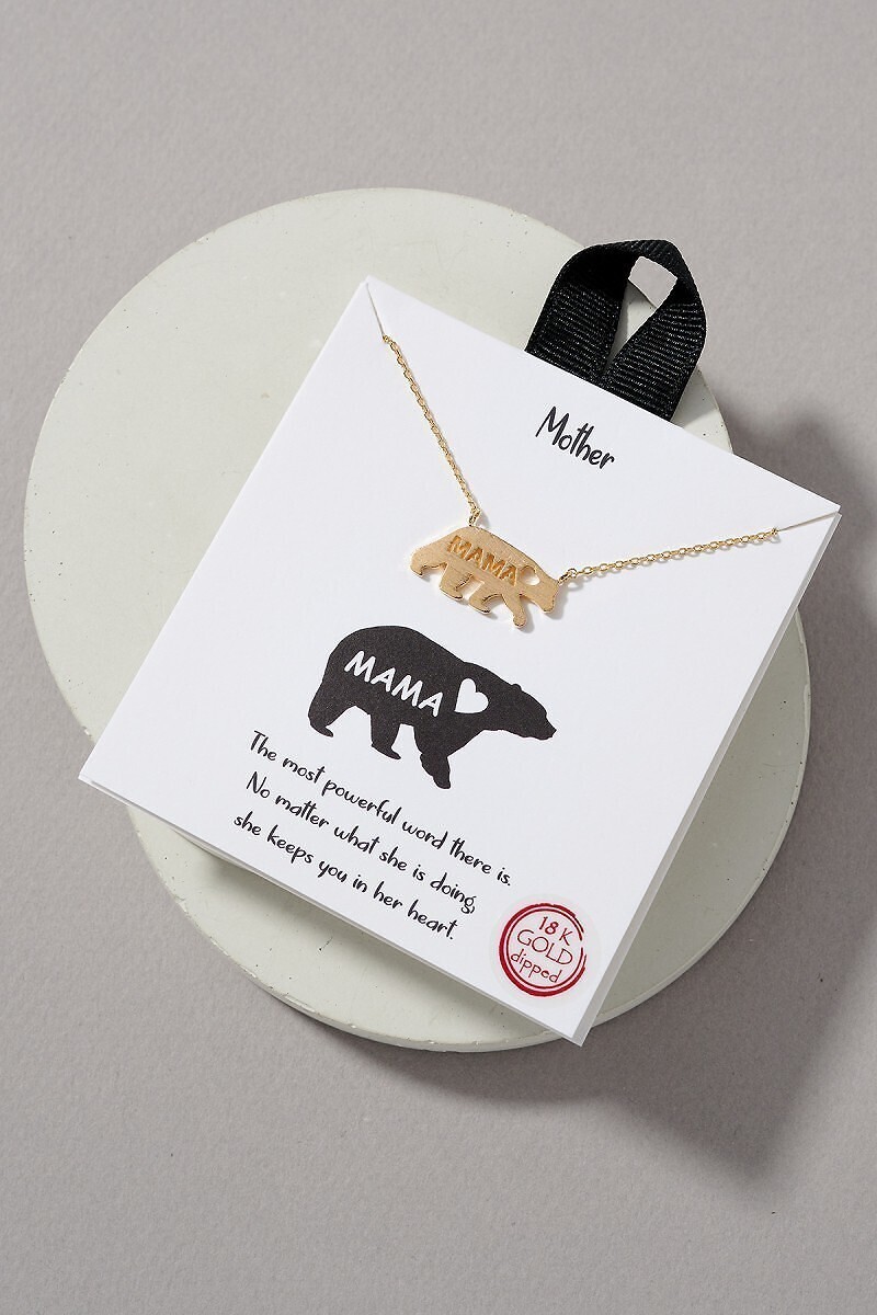 Mama Bear 18 K Gold Plated Necklace - one size