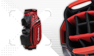 TaylorMade Storm Dry Waterproof Golf Cart Bag, Colour: Red / Black