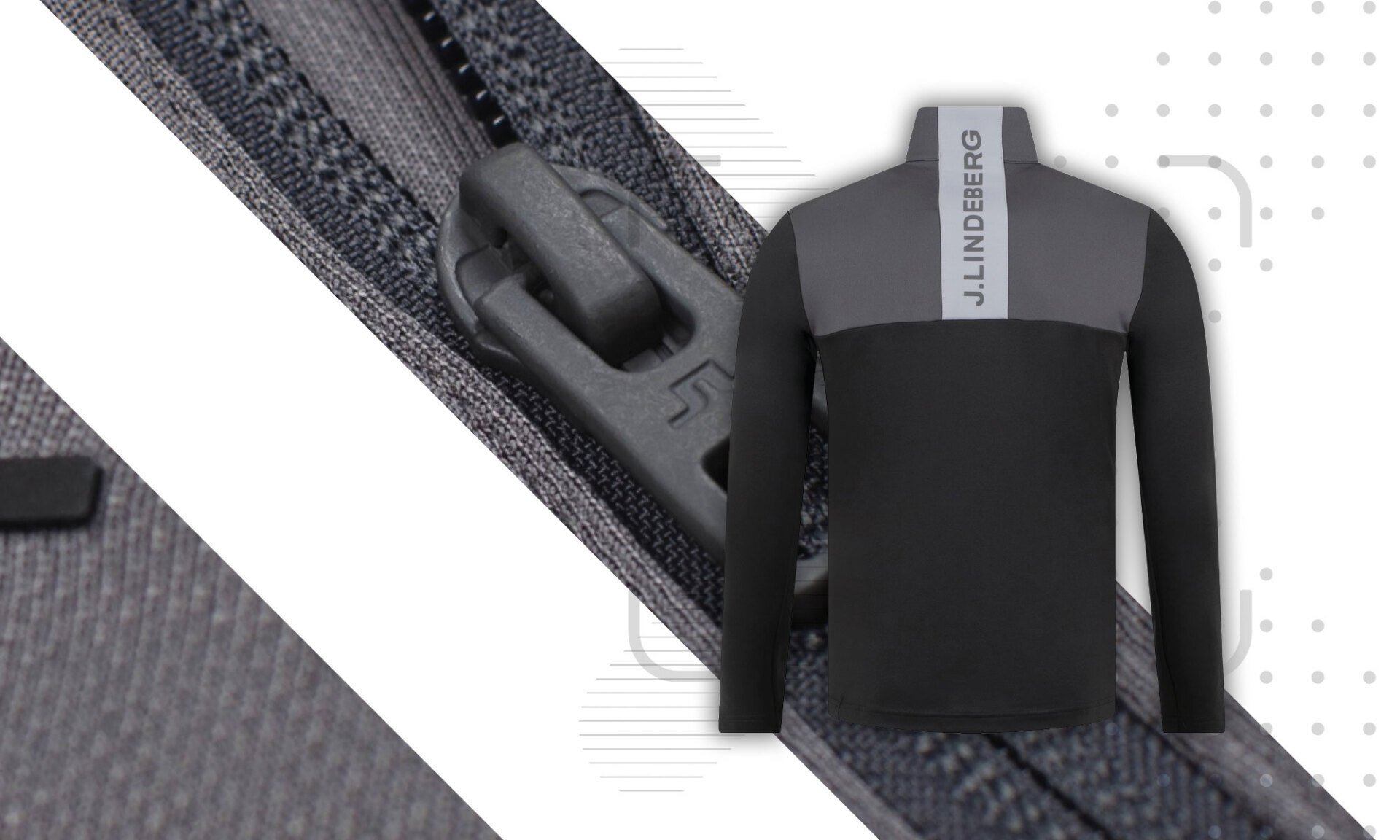 J Lindeberg Banks Mid Layer Full Zip Golf Jacket - Volcanic Ash