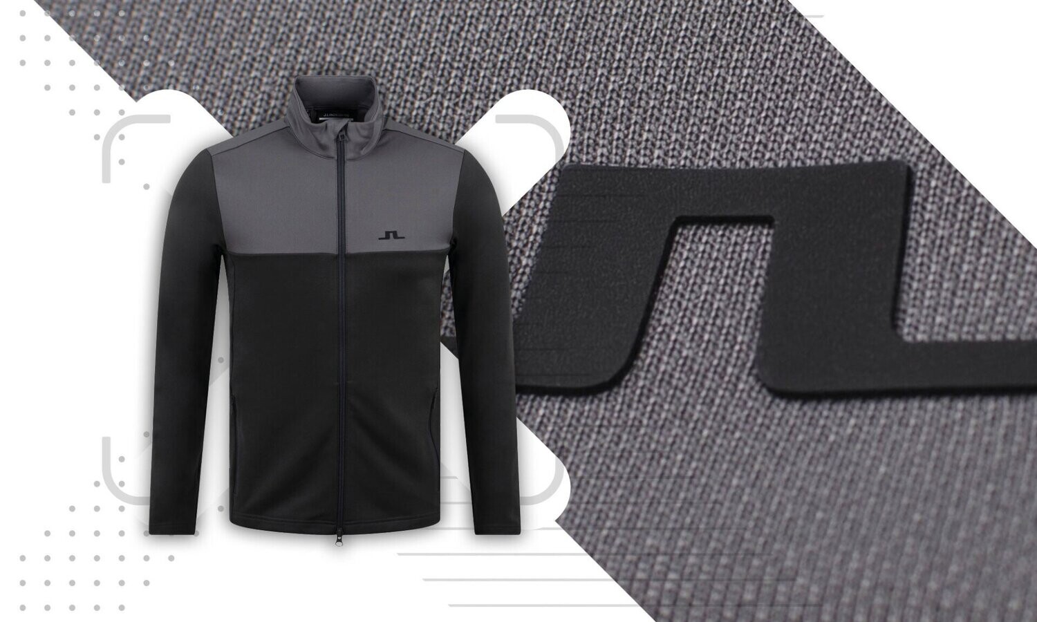 J Lindeberg Banks Mid Layer Full Zip Golf Jacket - Volcanic Ash, Size: Small