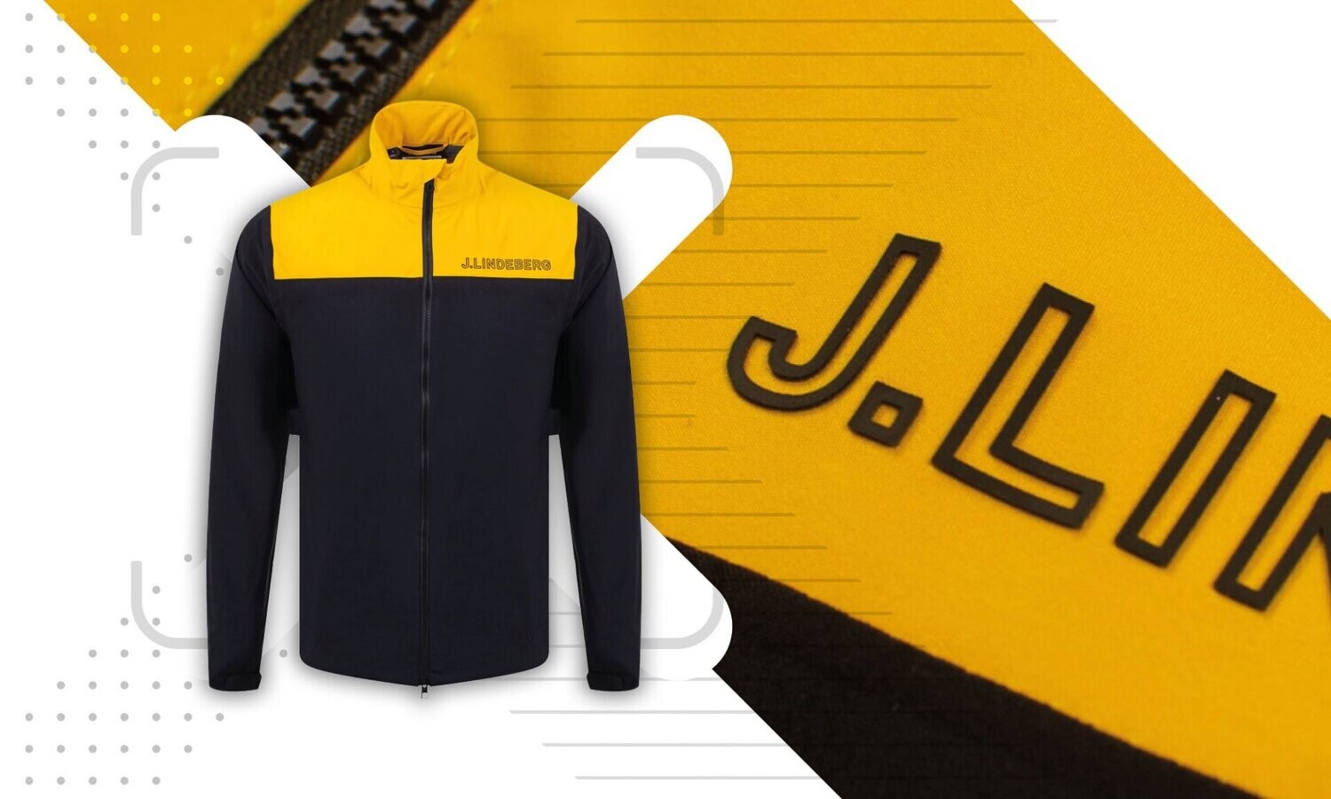 J Lindeberg Bridge Waterproof Rain Golf Jacket - Black / Yellow