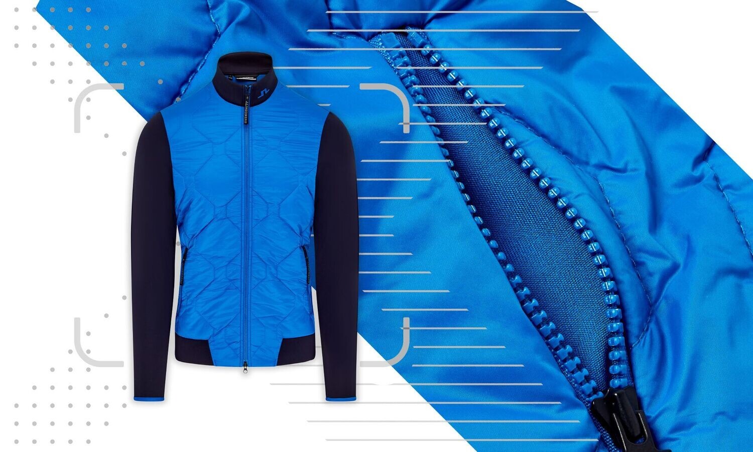 J Lindeberg Quilt Hybrid Full Zip Jacket - Lapis Blue