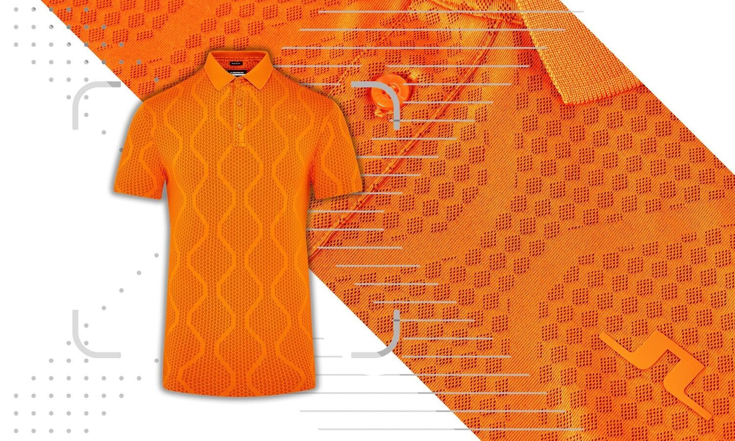 J Lindeberg Mat Jacquard Golf Polo Shirt - Russet Orange, Size: Small