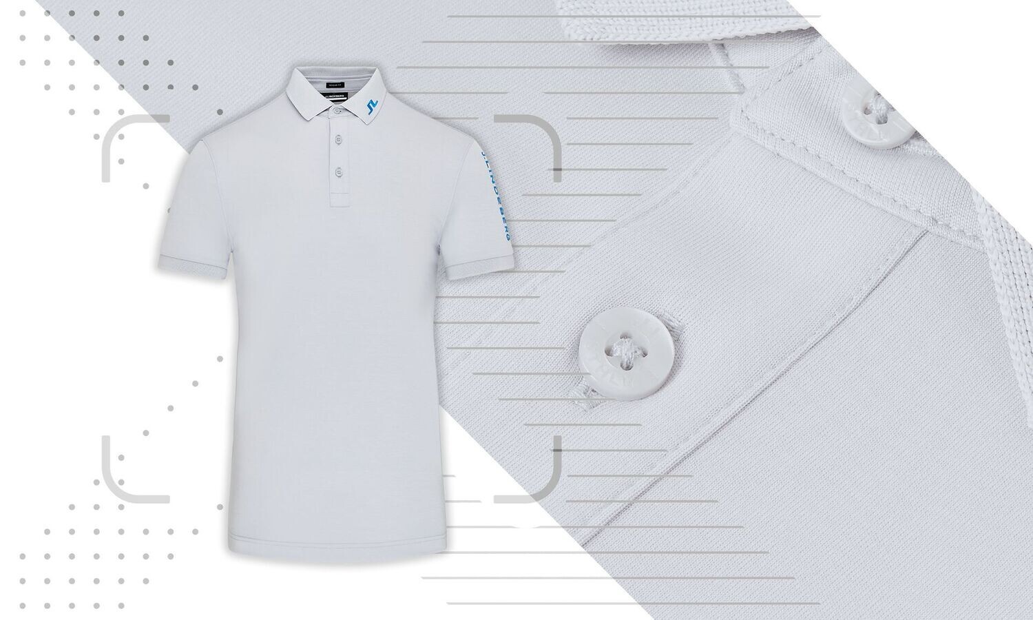 J Lindeberg Tour Tech Golf Polo Shirt - JL Light Grey Melange, Size: Medium