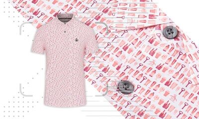 Penguin SS Have A Beer Print Golf Polo - Rose Bouquet, Size: Small