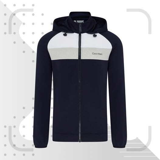 Calvin Klein Fracture Hooded Full Zip Hoodie Golf Jacket - Navy