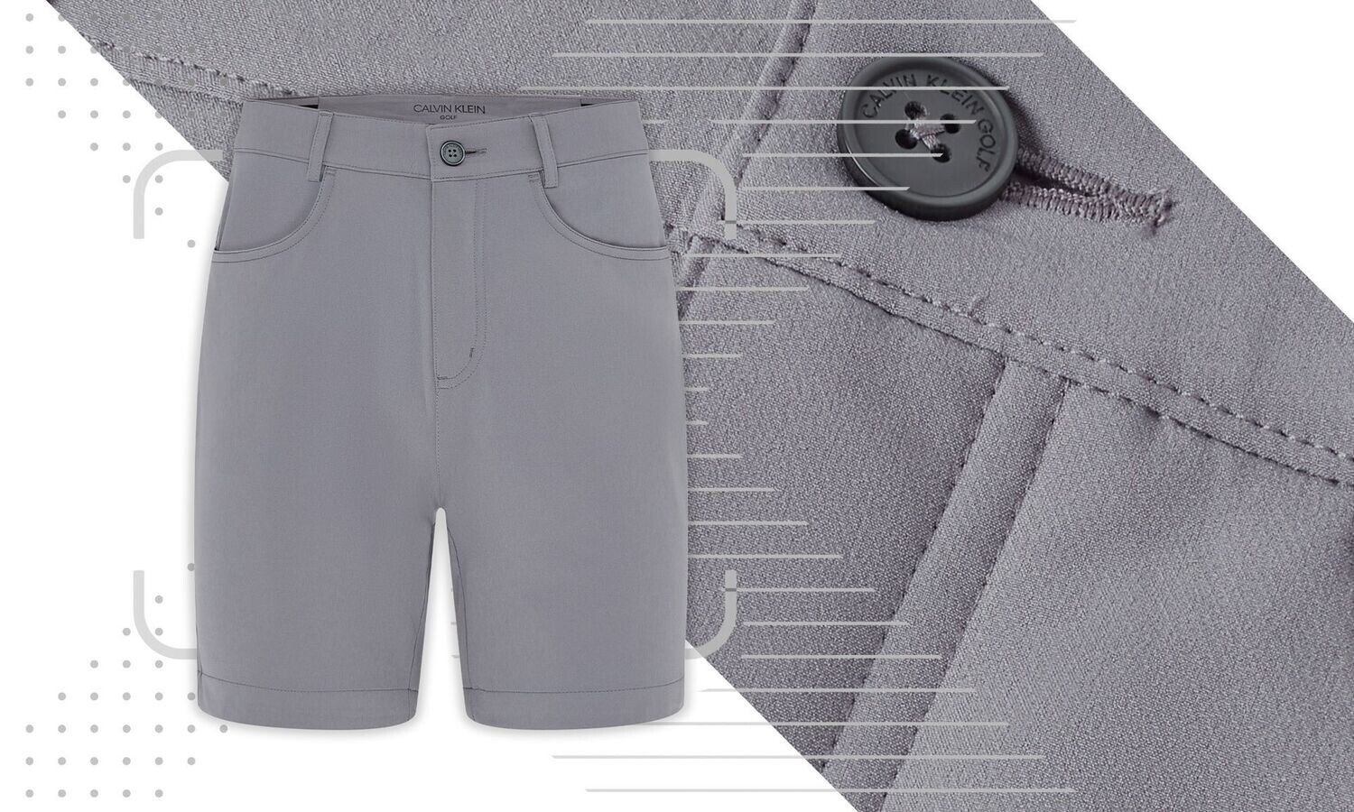 Calvin Klein Genius 4-Way Stretch Golf Shorts - Silver, Size: 32 Inch
