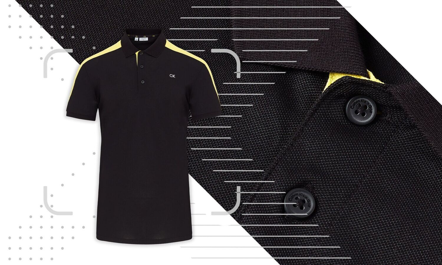 Calvin Klein Miles Golf Polo Shirt - Black, Size: Medium