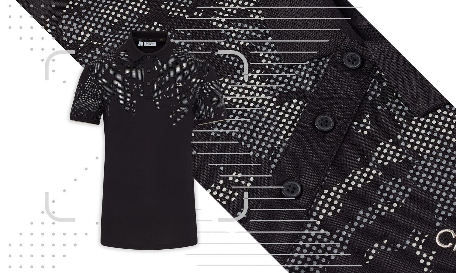 Calvin Klein Nashua Printed Golf Polo Shirt - Black