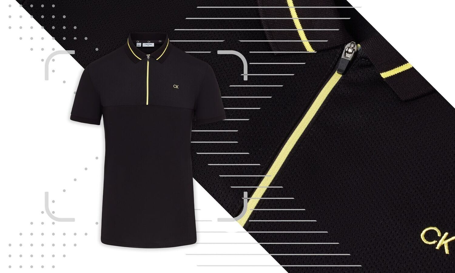 Calvin Klein Whitman Zipped Golf Polo Shirt - Black, Size: Medium