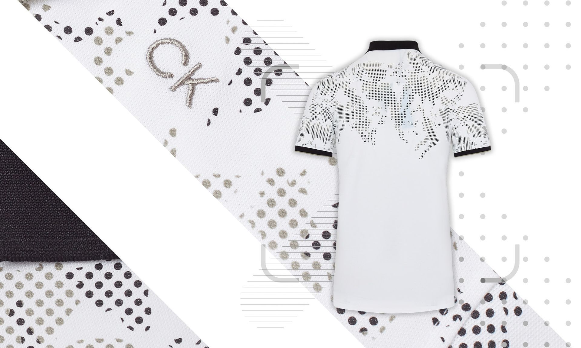 Calvin Klein Nashua Printed Golf Polo Shirt - White / Black