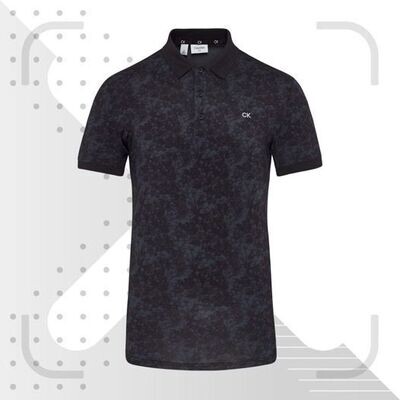 Calvin Klein Tie Dye Print Golf Polo Shirt - Black