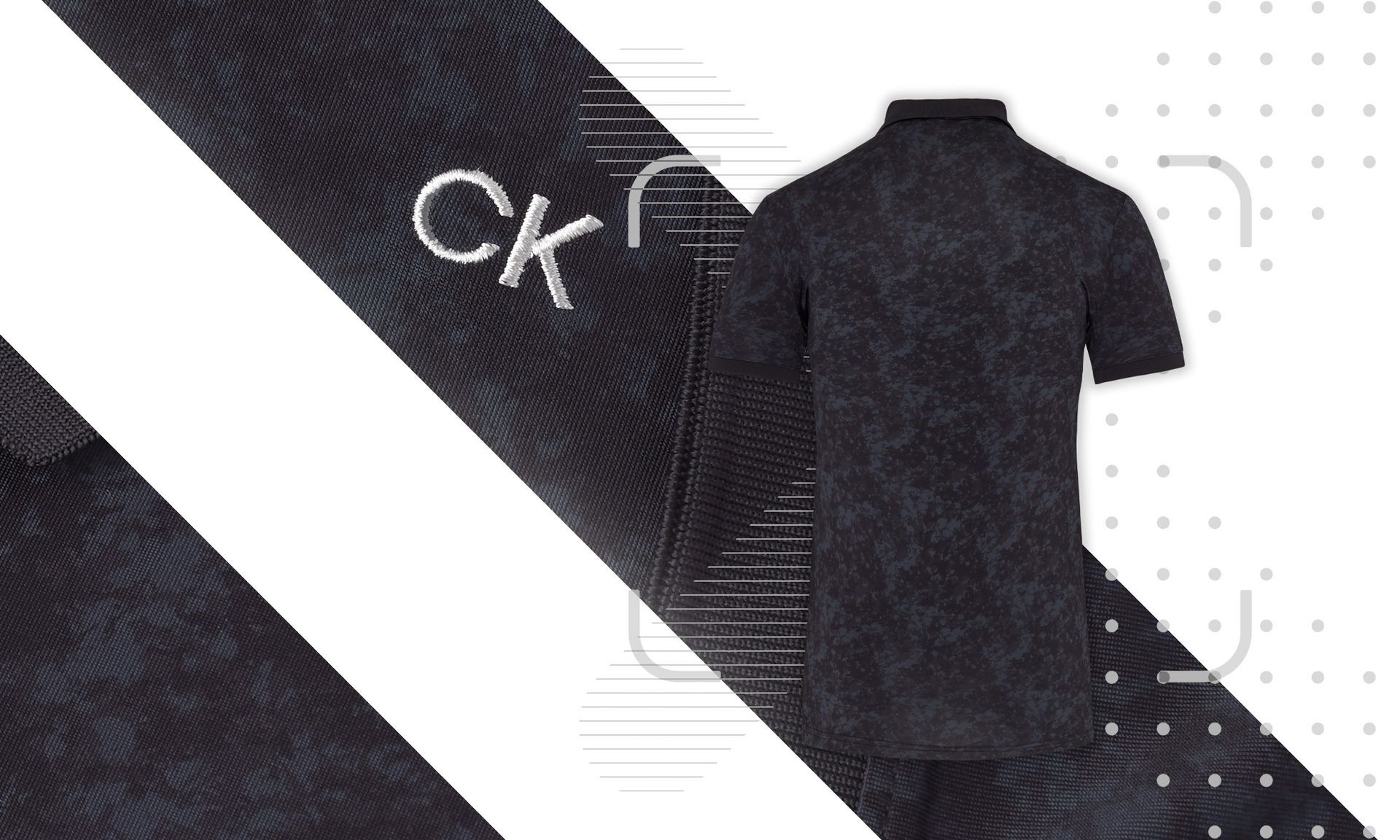 Calvin Klein Tie Dye Print Golf Polo Shirt - Black