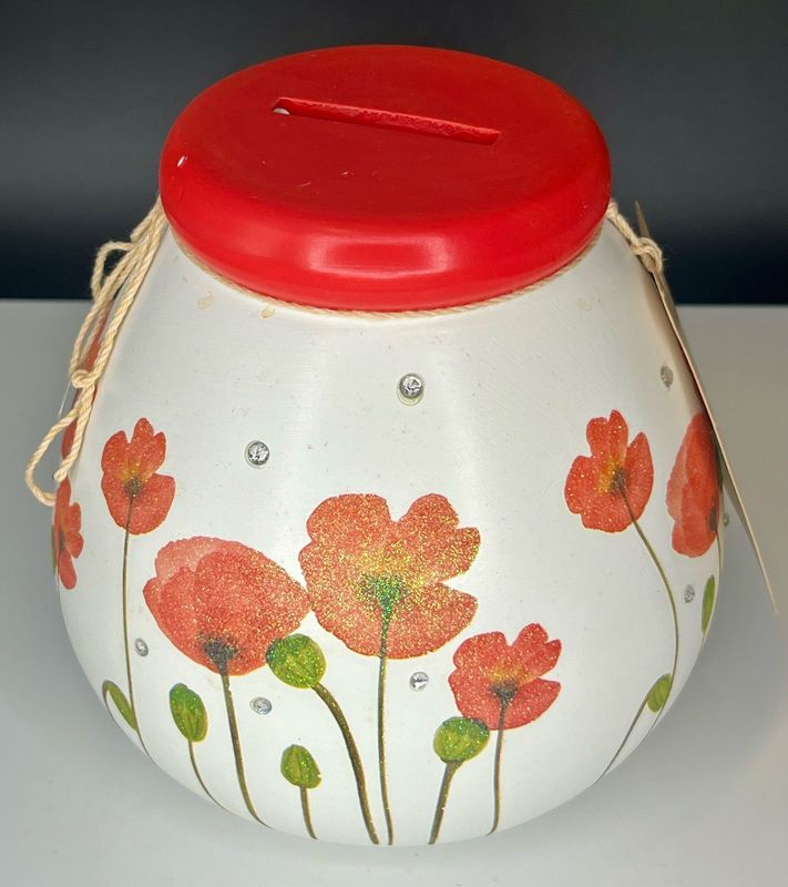 Spardose "Red Flowers"