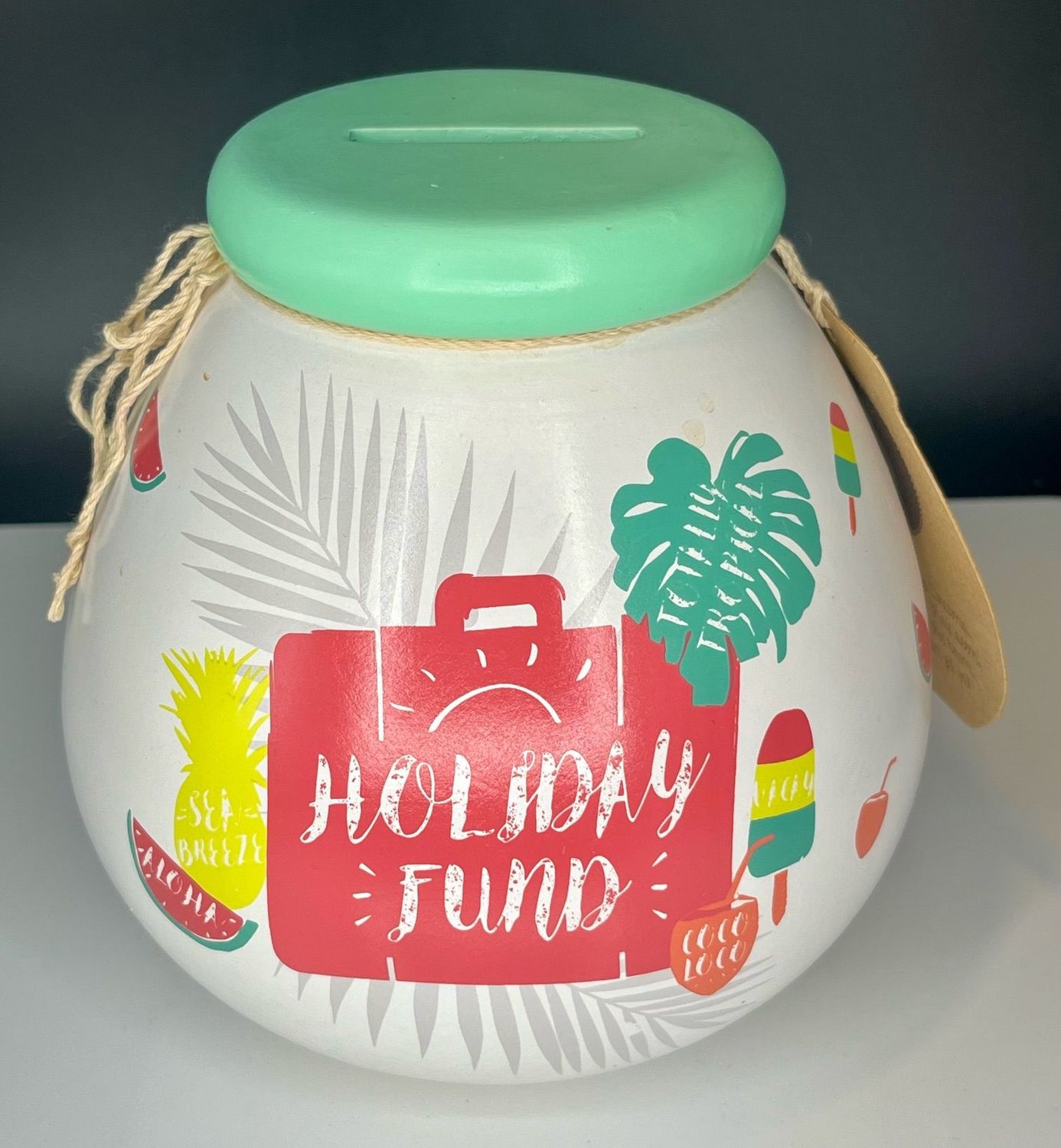Spardose "Holiday Fund", Deckel grün