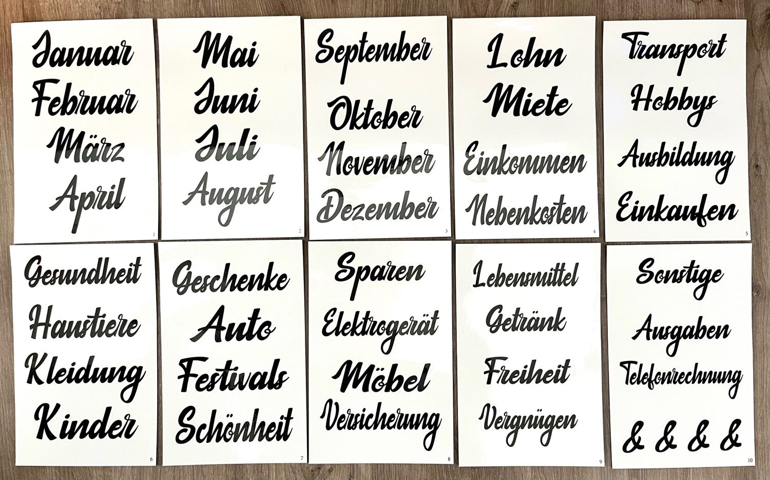 Kategorie-Aufkleber für den Budget Binder