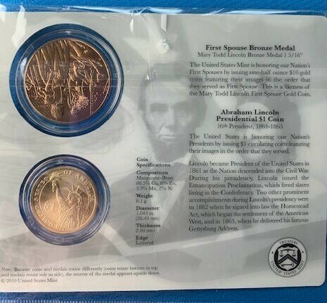 Abe and Mary Todd Lincoln Coin and Medal Set