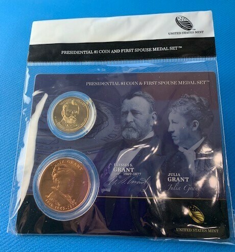 US Grant Presidential $1Coin &amp; First Spouse Medal Set