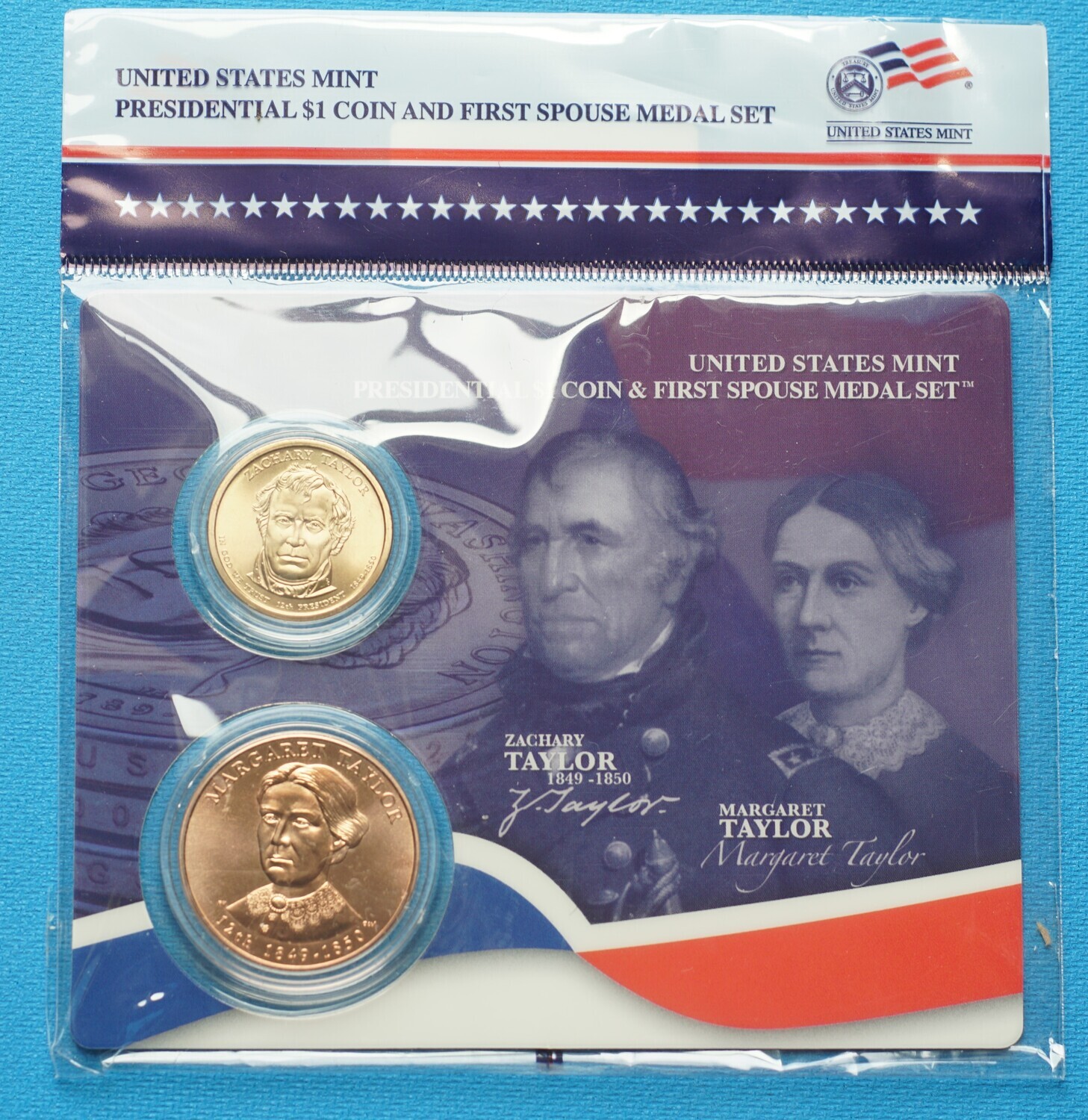 Zachary and Margaret Taylor US Dollar Coin &amp; 1st Spouse Medal Set