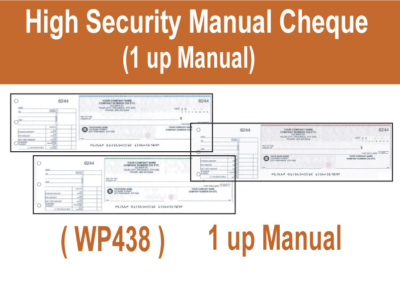 High Security 1 up Manual (Hand Written) Cheque