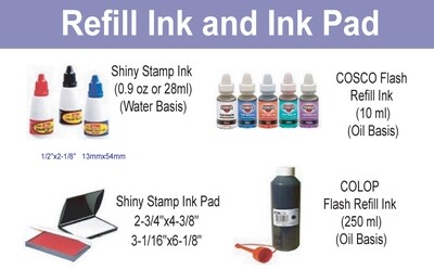 Stamp Refill Ink and Ink Pad