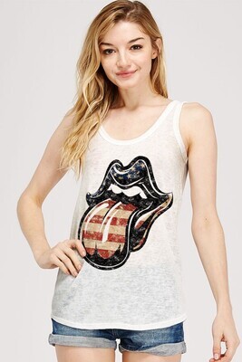 Red/Wht/Blue Rolling Stones Tongue Tank Top