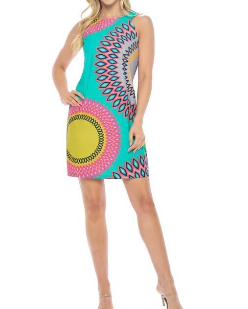 DRY0913(PC) Grey Shift Pattern Dress