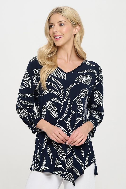 W446 HIT V Neck Blouse Navy