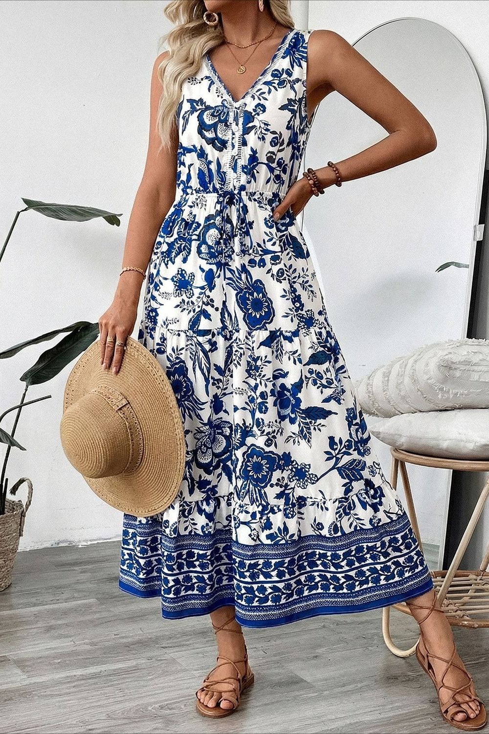 Blu/Wht Maxi Dress