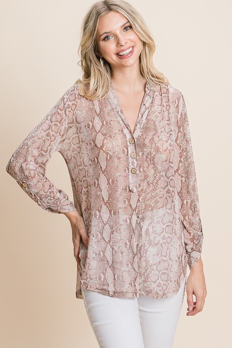 Snakeskin Mesh Top