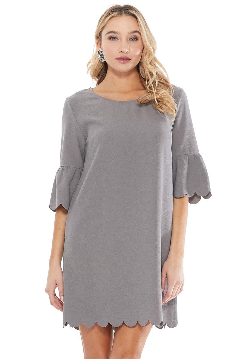 DRY8164(Solid) Grey Shift Dress