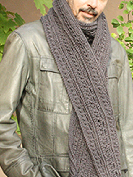 Grey Stone Ribbed crochet men&#39;s winter scarf