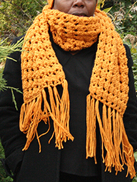 Goldenrod Open weave winter super scarf