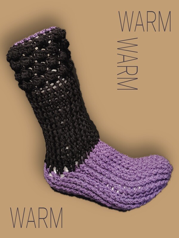 Navy Blue/purple slipper socks