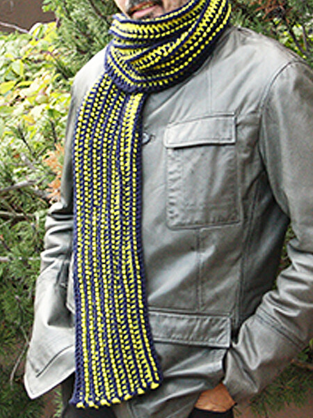 Gradient Green Ribbed crochet men&#39;s winter scarf
