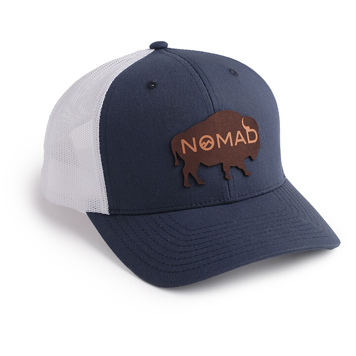 Nomad Navy/White Mesh Hat - Buffalo Leather Logo