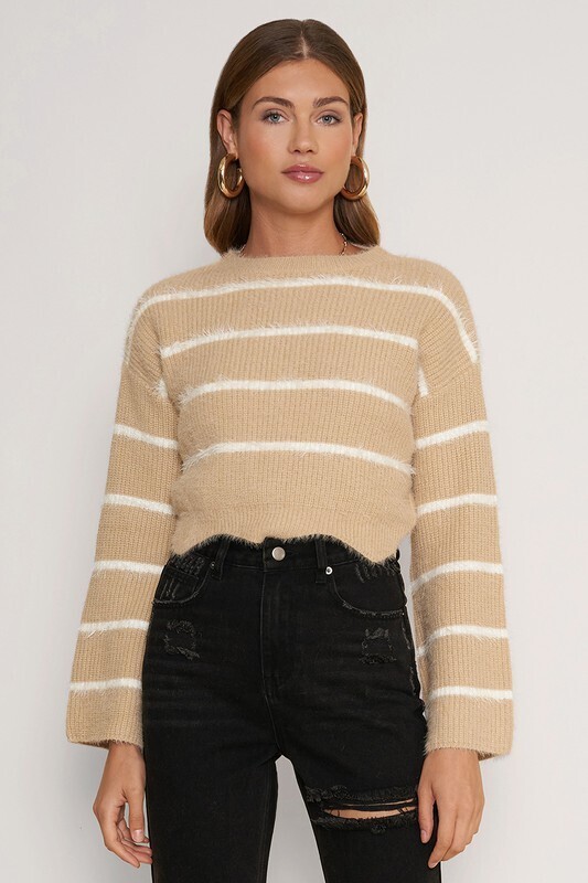 DeeElly: Bell Sleeve Cropped Sweater