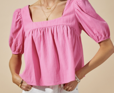 Day&Moon A1173: Squared Neck Baby Doll Top