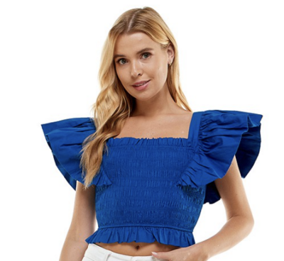 TCEC CT7874: Smocked Ruffle Shoulder Top