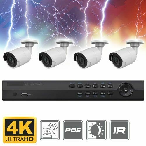 Complete 4 Channel 4K Ultra HD (8MP) Bullet IP Surveillance System