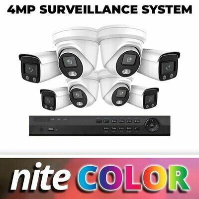 NiteColor 4MP Eight Camera Complete System: Everything You Need for Incredible 24/7 Color Video Surveillance
