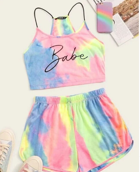 Babe Tie Die 2 Piece Top &amp; Shorts