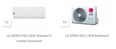 LG-S09EQ R32 2,5kW Standard inverter set binnen en buitenunit