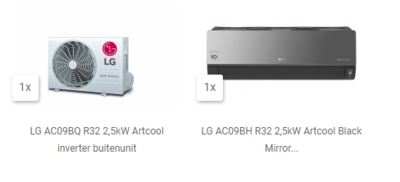 LG AC09BK R32 2,5kW Artcool Black Mirror inverter Binnen en buitenunit