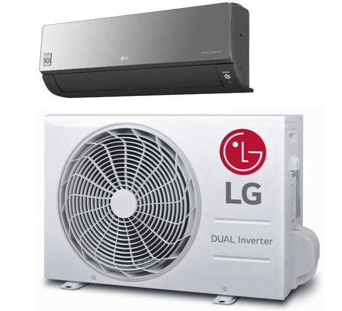 LG AC18BK R32 5,0 kW Artcool Black Mirror inverter Binnen en buitenunit