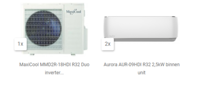 MaxiCool R32 Aurora Duo voordeelset 2 x 2,5 kW compleet