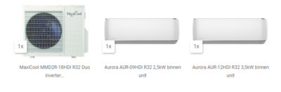 MaxiCool R32 Aurora Duo voordeelset 2,5 + 3,5kW compleet