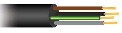 AKTIE 2021 Soepele zwarte rubberkabel 4 x 1,5 voor buitengebruik, rol 50m