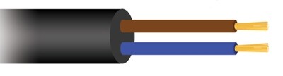 AKTIE 2021 Soepele zwarte rubberkabel 2 x 0,75 voor buitengebruik, rol 50m