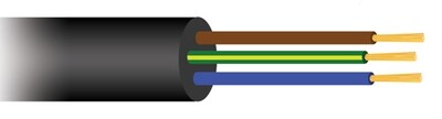 AKTIE 2021 Soepele zwarte rubberkabel 3 x 2,5 voor buitengebruik, rol 50m